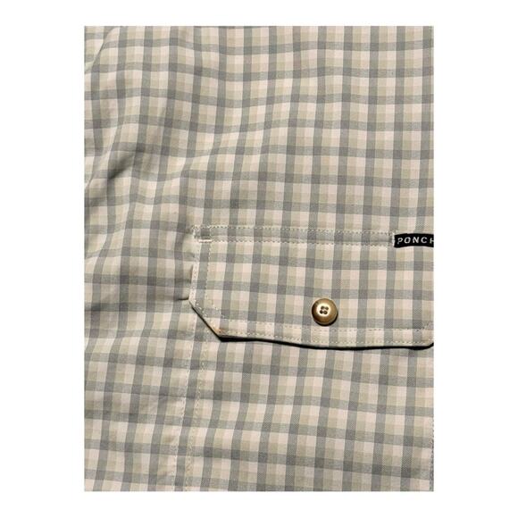PONCHO MENS XL Checkered Casual Button-Down Shirt MAGNETIC POCKETS UTILITY SPORT - Picture 7 of 12